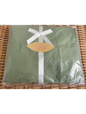 Vintage 60s Pennys Pencale Cotton Fitted Sheet Double NOS Green